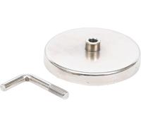 BGS Diy 79915 | Ganchos magnéticos | redondos | Ø 60 mm | 10 kg | Niquelado | Imán en olla de acero | Gancho 35 x 20 mm | Grosor del gancho 4 mm | Placa base 7 mm