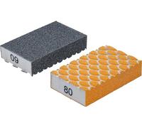 BGS Diy 80811 | Juego de esponjas abrasivas | K 60, 80 | 2 piezas | Para madera, metal y barnices | Desbarbado y lijado superficial | 4 superficies revestidas | Núcleo de espuma