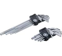 BGS Diy 822 | Juego de llaves en ángulo | largas | con perfil en T (para Torx) T10 - T50 / hexágono interior 1,5 - 10 mm| 18 piezas