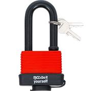 BGS Diy 85807 | Candado | arco de cierre largo | 50 mm | resistente al agua | Uso exterior | Cuerpo de cerradura de acero | Tapa protectora y canales de drenaje | 2 llaves | bloqueo automático