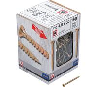 BGS Diy 88025 | Tornillos multiusos | Perfil en T (para Torx) T20 | 4,0 x | 1 kg / 375 unidades | Acero | Galvanizado | Rosca completa | Cabeza avellanada | Caja de cartón con ventana