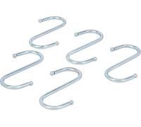 BGS Diy 88325 | Juego de ganchos en S | 100 mm | 5 piezas | Acero para herramientas | Grosor 5 mm | Capacidad de carga máx. 10 kg | colgar sin herramientas | extremos de gancho