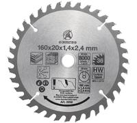 BGS DIY Disco De Sierra Circular De Carburo 160 x 20 x 2,4 Mm 36 Dientes 3950