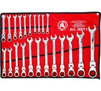 BGS technic KG – Juego de llaves fijas de carraca 30011 – Cabeza flexible 6–32 mm, 22 piezas