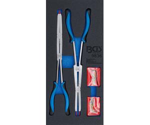 BGS technic: Bandeja de herramientas 1/3. Juego de alicates para clips de doble articulación, 1138 mm, 1,14 kg