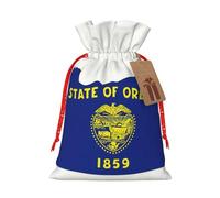 Bgshjvf Bolsa de regalo de lino con mapa de la bandera del estado de Oregon con cierre de cordón de cuerda, con elevadores de papel kraft, para Navidad, cumpleaños, fiestas