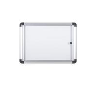 Bi-Office Boletín Enclore Extra - Superficie magnética en acero lacado, Tablón de anuncios con puerta con bisagras para aluminio interior, 513 x 371 mm - 2xA4