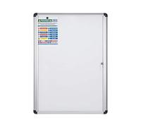 Bi-Office Boletín Enclore Extra, Superficie magnética en acero lacado, Tablón de anuncios con puerta con bisagras para interiores en aluminio, 723 x 984 mm - 9xA4