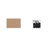 Bi-Office Budget Tablero de corcho con marco de madera, 90 x 60 cm + Chinchetas redondas, 50 unidades, Negro