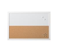 Bi-Office - Combo Pizarra Blanca y Tablón de Anuncios Elements, Magnético, Borrado en Seco/ Corcho, Marco MDF Blanco, 60x40cm