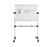Bi-Office Earth Pizarra Blanca Magnética giratoria, 1065x750mm, Superficie esmaltada de doble cara, Estructura de aluminio y plástico negro