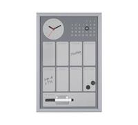 Bi-Office Easy Black - Organizador días de la semana con reloj, acabado en plata, 30 x 45 cm, color gris