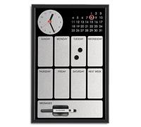 Bi-Office Easy Black - Organizador días de la semana con reloj, acabado en plata, 30 x 45 cm, color negro