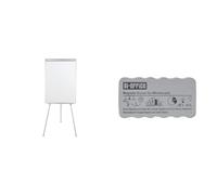 Bi-Office Easy Pizarra Magnética con Caballete de Trípode, con brazos extensibles, marco gris + AA0105, Borrador magnético ligero, para pizarra blanca