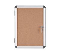 Bi-Office Enclore - Vitrina de interior de Corcho para 2 Hojas A4, con Puerta de Aluminio y Cerradura, 367 x 500 mm