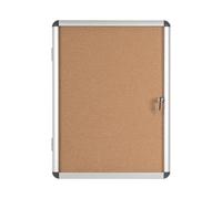 Bi-Office Enclore - Vitrina de interior de Corcho para 4 Hojas A4, con Puerta de Aluminio y Cerradura, 500 x 674 mm