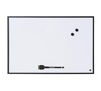 Bi-Office New Basic - Pizarra de blanca y magnética, marco de color negro, 585 x 385 mm