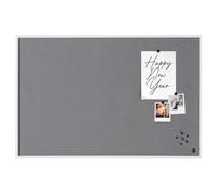Bi-Office New Basic - Tablero de fieltro gris, marco de color blanco, 585 x 385 mm