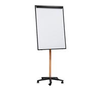 Bi-Office Pizarra Magnética con Caballete Móvil Essence, Rotafolios con Ruedas, marco de Aluminio negro y de madera