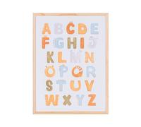 Pizarra blanca bi-office magnetica acero lacado blanco marco de madera con alfabeto para niños 600x450 mm - MM04487010