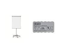 Bi-Office Smart Pizarra magnética con caballete móvil y rotafolios con ruedas, 70 x 100 cm + AA0105, Borrador magnético ligero, para pizarra blanca