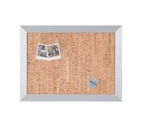 Bi-Office - Tablón de Anuncios Kamashi, Corcho Decorativo, Marco MDF plateado, 90x60cm