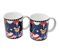 Bialetti Juego de 2 tazas de desayuno meriendas, de colores, diseño con ositos Joyful Memories de cerámica 36 cl lavables