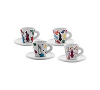 Bialetti - Juego de 4 tazas con platillo Espresso Arte