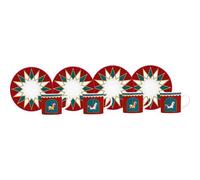 Bialetti Juego de 4 tazas de café con plato, colección Winter Wonderland, Navidad 2024