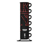Bialetti Set de 6 tazas apilables Stranger Things – Fluorescentes, cambian de color, 80 ml, negro