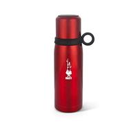 Bialetti To Go Botella aislada con tapa de taza (doble pared), mantiene el calor durante 12 horas y el frío durante 24 horas, capacidad de 460 ml, acero rojo, rojo