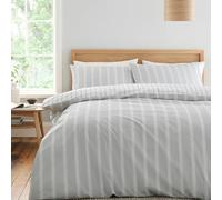 Bianca Ashford Stripe - Juego de Funda de edredón Reversible de percal de algodón de 200 Hilos con Fundas de Almohada, Color Gris Plateado