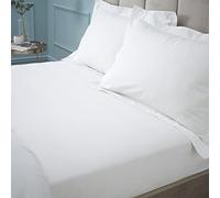 Bianca Fine Linens - Sábana Bajera Ajustable de algodón Egipcio de 180 Hilos, 34 cm de Profundidad, Color Blanco
