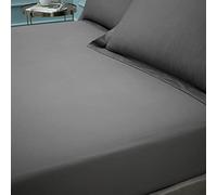 Bianca Fine Linens - Sábana Bajera Ajustable de algodón Egipcio de 180 Hilos, tamaño King, 34 cm de Profundidad, Color Gris