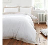 Bianca Oxford Lace - Juego de Funda de edredón de algodón de 200 Hilos con Fundas de Almohada, Color Blanco Natural