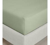 Bianca Sábana Bajera Ajustable de percal de algodón de 200 Hilos, Extra Profunda, tamaño Super King, Color Verde Salvia
