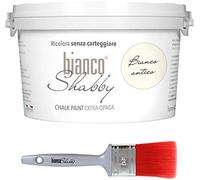 bianco Shabby Pintura a la Tiza para Todas las Superficies - 2.5 L Chalk Paint Blanco Antiguo + Brocha 50mm para Muebles de Madera