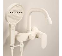 BiaoTeng Grifo de Bañera y Ducha con Alcachofa 3 Modos Giratorio 360 agua Fría y Caliente Laton Grifo de Ducha Monomando 15 cm Blanco Lechoso