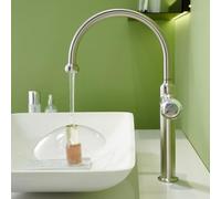 BiaoTeng Grifo de Lavabo Clasico Níquel Cepillado Acero Inoxidable | 2 Modos Grifo Baño Multifunción Giratorio 360 Monomando agua Fría y Caliente para Sobre Encimera