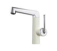 BiaoTeng Grifo de Lavabo Modernos Blanco Leche + Cromado Laton | 2 Modos Grifo Baño Monomando Giratorio 360 agua Fría y Caliente Ahorro Agua Fácil Montaje de Solo Orificio
