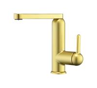 BiaoTeng Grifo Lavabo Minimalista Oro Cepillado Laton | 2 Modos Grifo para Lavabo de Baño Giratorio 360 Monomando agua Fría y Caliente Fácil Montaje de Solo Orificio
