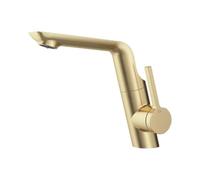 BiaoTeng Grifo Lavabo Simple de Ahorro Agua Oro Cepillado Laton | 2 Modos Grifo Clásico Baño Giratorio 360 Monomando agua Fría y Caliente Fácil Montaje de Solo Orificio