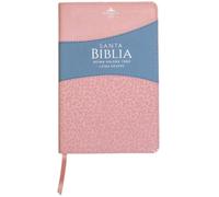 Biblia RVR 1960 Letra Grande Tamaño Manual Simil Piel Duotone Rosa Azul con Indice Concordancia Mapas