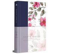 Biblia RVR 1960 letra grande. Tapa dura tela azul púrpura con flores tamaño manu al / Bible RVR 1960 Handy Size Hardcover Cloth with Purple Blue Flowers