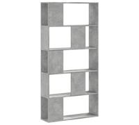 Biblioteca genérica 5 niveles Gris Beton Madera Ingeniería | Superficie lisa fácil de limpiar, diseño de tabiques, almacenamiento espacioso, uso en el hogar y oficina