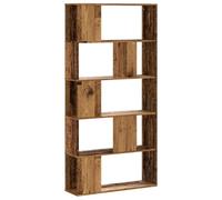 Biblioteca genérica 5 niveles madera de ingeniería | Superficie lisa, fácil de limpiar, diseño de particiones, uso versátil, montaje en pared incluido