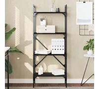 Biblioteca genérica de 4 niveles, color negro, 56 x 31,5 x 138,5 cm, estantería para libros de madera de ingeniería y marco de acero resistente, gran espacio de almacenamiento para libros y objetos