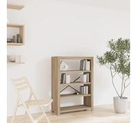 Biblioteca genérica de 4 niveles de madera de acacia maciza, MDF y chapa de acacia, 80 x 30 x 110 cm, estante de almacenamiento rústico con acabado cepillado para libros, revistas y baratijas