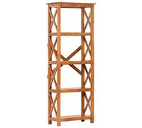 Biblioteca genérica de madera de acacia maciza con acabado de miel, 4 estantes grandes para almacenamiento organizado, mueble robusto y estable con granos naturales únicos.