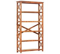 Biblioteca genérica de madera maciza de acacia acabado miel, 100 x 30 x 180 cm con 4 estantes grandes para organizar tus cosas